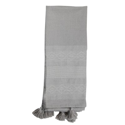 Diamond Pattern Hand Woven 50 x 60 inch Outdoor Safe Throw Blanket with Hand Tied Tassels - Foreside Home & Garden