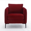 Mid-Century Velvet Accent Chair with Pillow and Metal Legs,Modern Comfy Armchair for Living Room or Home Office-Cuddlewood - 4 of 4