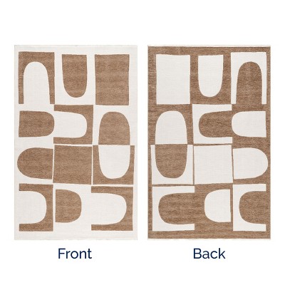 Odilia Geometric Reversible Washable Red and Beige Rug 4' x 6'