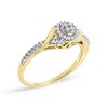 10K Yellow Gold 1/10 Cttw Diamond Swirl and Halo Promise Ring - 4 of 4