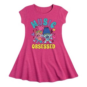 Girls' - Trolls - Music Obsessed Poppy and Branch Fit & Flair Cap Sleeve Dress - 1 of 2