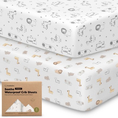 KeaBabies 2pk Soothe Waterproof Fitted Crib Sheets for Girl, Boy, 100% Organic Soft Cotton Crib Mattress Protector Sheet