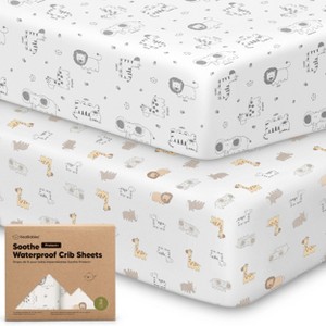 KeaBabies 2pk Soothe Waterproof Fitted Crib Sheets for Girl, Boy, 100% Organic Soft Cotton Crib Mattress Protector Sheet - 1 of 4