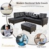 Modern 3-Piece L-Shaped Sofa Set in Black Synthetic Leather - 2 of 4