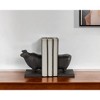 HomeRoots Set of Two 7" Black Fabric Bull Decorative Bookends - 2 of 4