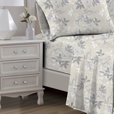 Queen Organic Cotton White Floral Sheet Set
