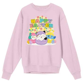Squishmallows "Happy Easter" Adult Pink Crew Neck Long Sleeve Sweatshirt