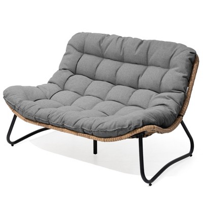 Pellebant Patio Loveseat All-Weather Rattan Large Furniture with Soft Cushions Outdoor Loveseat