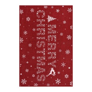 Coolmee Washable Area Rug Christmas Tree Rug for Living Room Non Slip Xmas Decor Throw Carpet Stain Resistant Holiday Area Rugs  green - 1 of 4