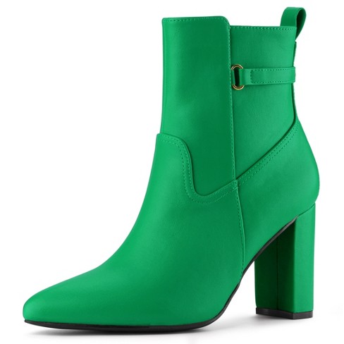 Allegra K Women's Square Toe Side Zip Block Heel Ankle Boots : Target