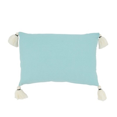 Lake Side Serenity Blue Cotton Duck Feather Throw Pillow, 12"x18"