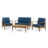 Christopher Knight Home Emmry Outdoor Acacia Wood 4 Seater Chat Set with Cushions - 2 of 4