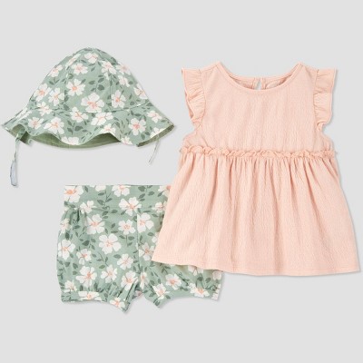 Image of Carter's Just One You® Baby Girls' Floral Top & Bottom Set - Pink/Green Newborn