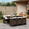 vidaXL Patio Dining Set with Cushions Table and Chair Furniture Poly Rattan - Brown Glass 6 Piece - 2 of 4