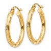 Black Bow Jewelry 3mm x 25mm 14k Yellow Gold Textured Round Hoop Earrings - 2 of 4