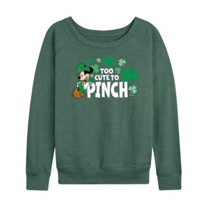 Women's - Disney - Too Cute To Pinch Lightweight French Terry Wide Neck Long Sleeve Shirt - 1 of 4