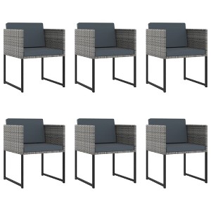 vidaXL 11 Piece Patio Dining Set- Weather-Resistant Poly Rattan Gray Dining Set with Cushions Includes Table, Chairs, and Stools - 1 of 4