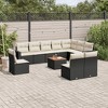 vidaXL Patio Sofa Set with Cushions Outdoor Furniture 11 Piece Poly Rattan - Black and Cream - 2 of 4