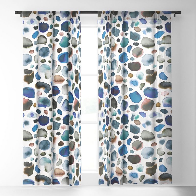 Ninola Design Watercolor Stains Blue Gold Single Panel Sheer Window Curtain - Deny Designs, 2 of 7
