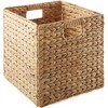 Casafield 13" x 13" Water Hyacinth Storage Baskets - Set of 2 Collapsible Cubes, Woven Bin Organizers for Bathroom, Bedroom, Laundry, Pantry - 3 of 4