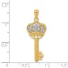 Black Bow Jewelry 14k Yellow Gold & White Rhodium Fleur De Lis Crown Key Pendant, 12mm - 3 of 4