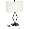360 Lighting Ally Modern Table Lamps 26 1/2" High Set of 2 Black Metal with USB Charging Port Rectangular Fabric Shade for Bedroom Living Room Desk - 3 of 4