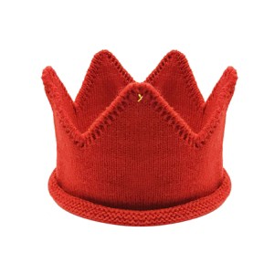 Wrapables Baby Boy & Girl Birthday Party Knitted Crown Headband Beanie Cap Hat, Red - 1 of 3