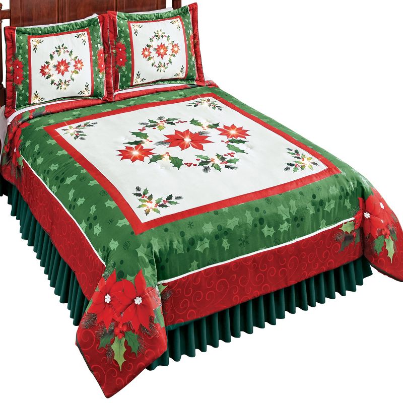 Collections Etc Lighted Poinsettia Comforter, 1 of 4