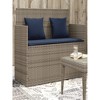 47.2"Patio Bench with Cushions Gray Poly Rattan - 3 of 4