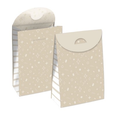 Big Dot of Happiness Tan Confetti Stars - Simple Gift Favor Bags - Party Goodie Boxes - Set of 12