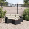 vidaXL Patio Sofa Set with Cushions Outdoor Furniture 4 Piece Poly Rattan - Black and Cream - 2 of 4