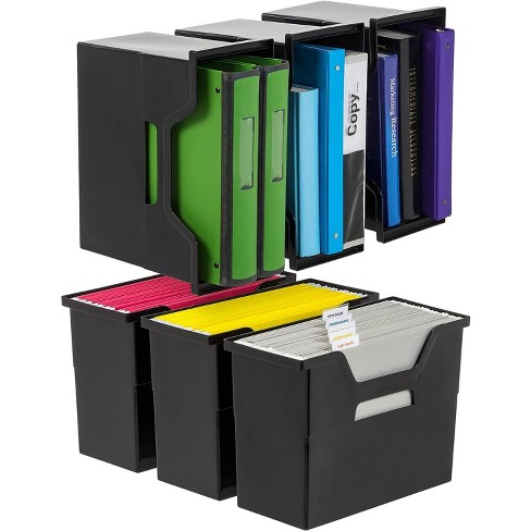 Iris Usa Medium Portable Desktop File Box With Open Lid, 6 Pack, Side ...