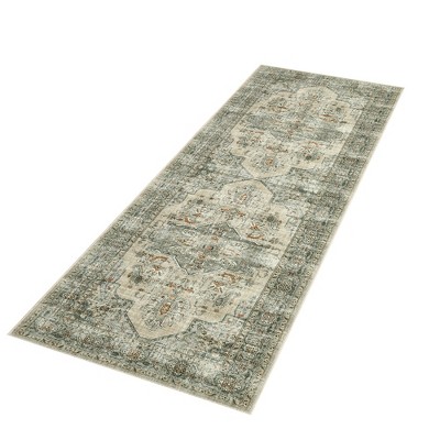 2x6 Washable Runner Rug – Low Pile Non-Slip Vintage Distressed Ultra-Thin Stain-Resistant Non-Shedding Runner for Entryway,Laundry & Hallway, Taupe