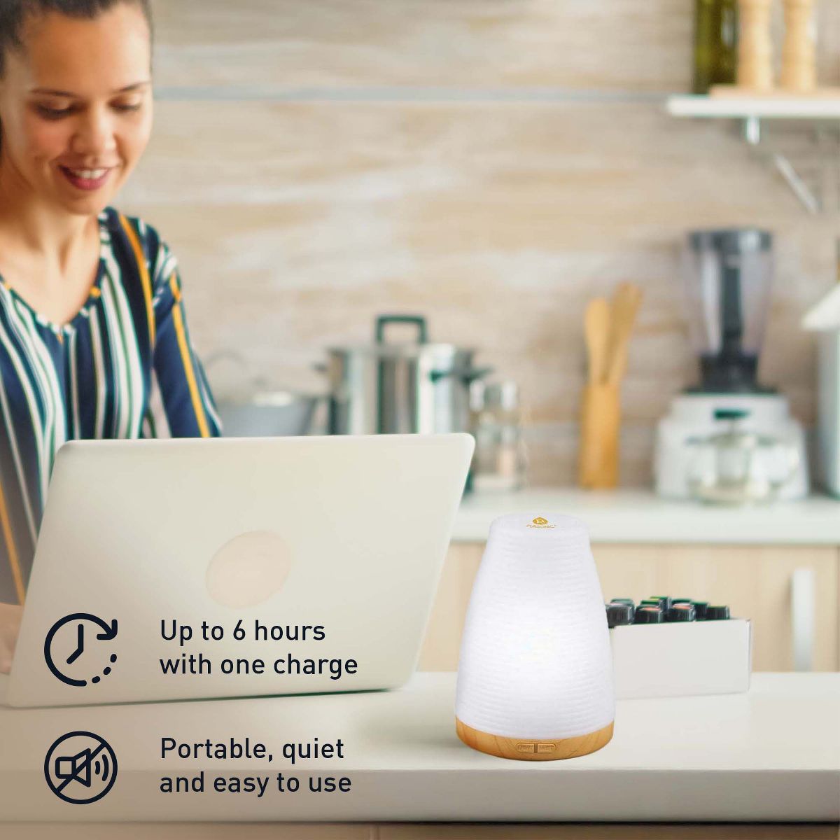 Pursonic Essential Oils Wellness Bundle – Includes Lava Stone Bracelet, 2-in-1 USB Diffuser, and 6-Pack of 100% Pure Aromatherapy Oils - thumbnail 3