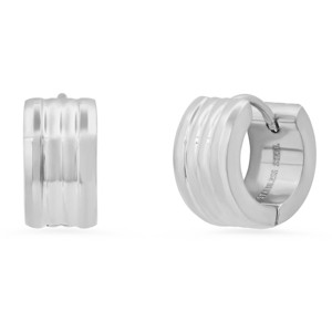 Steeltime Ladies stainless steel huggie earrings. Color Options: Silver, Gold, Rose Gold - 1 of 4