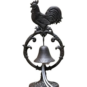 Slickblue Decorative Cast Iron Rooster Bell, Western Style Dining & Outdoor Accent, Antique Bronze, 5.5"x7.5"x16" - 1 of 4