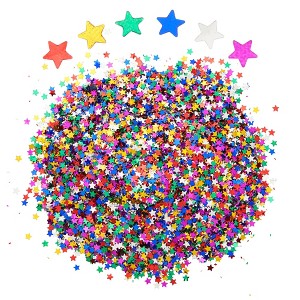 Juvale 7 oz/ 200 g Rainbow Star Confetti for Table Decor, Metallic Glitter Foil, Star Sequins for Birthday Party, Wedding, 0.1" - 1 of 4