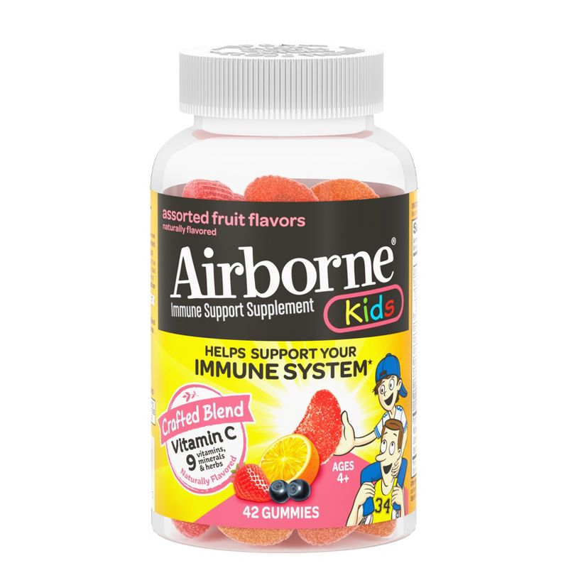 Airborne Kids Immune Support Gummies with Vitamin C &#38; Zinc - Assorted Fruit - 42ct, 1 of 11