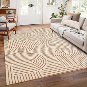 Modern Rainbow Striped Area Rug, Washable Stain-Resistant Non-Slip Throw Carpet for Living Room, Bedroom, Dining Room & Office - 1 of 4