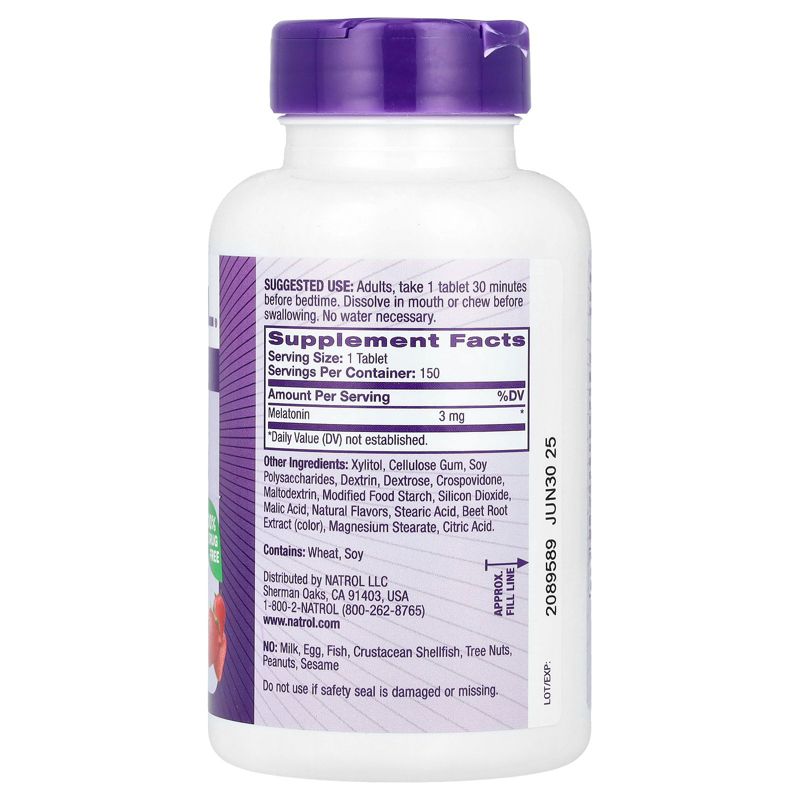Natrol Melatonin, Fast Dissolve, Strawberry, 3 mg, 150 Tablets, 2 of 3