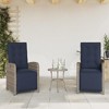 vidaXL Reclining Patio Chairs 2 pcs - Gray Poly Rattan with Navy Blue Cushions, Adjustable Backrest/Footrest - 2 of 4
