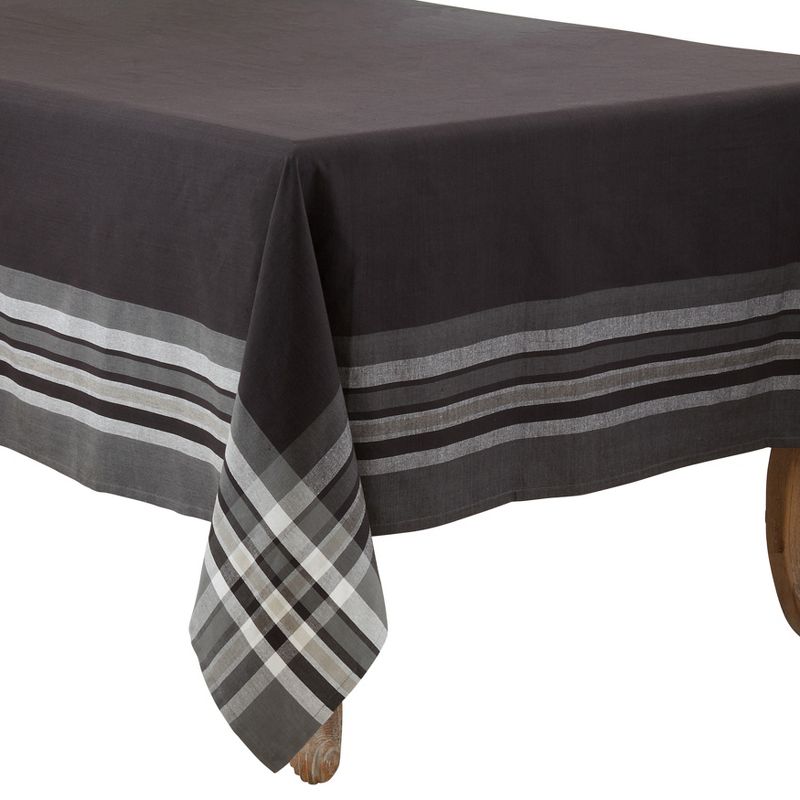 Saro Lifestyle Cotton Tablecloth With Striped Border, 4 of 7