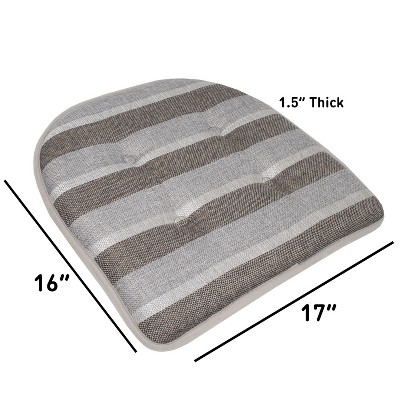 Bradford Striped Gray and Brown Memory Foam Chair Cushions, 12-Pack