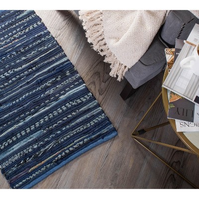 Handmade Nautical Blue Cotton Reversible 4' x 6' Rug