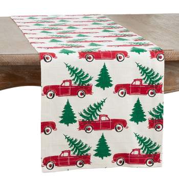 Saro Lifestyle Cotton Table Runner With Christmas Truck Design