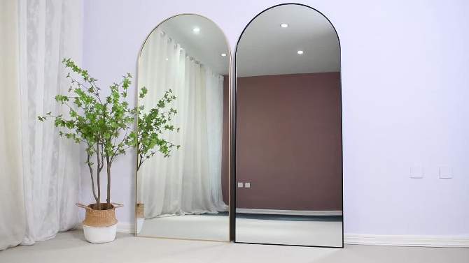 Muselady Large Arch Mirror Full Length,65"x22" Oversize Rectangle With Arch-Crowned Top with Tempered Glass Leaning Floor Mirrors-The Pop Home, 2 of 9, play video