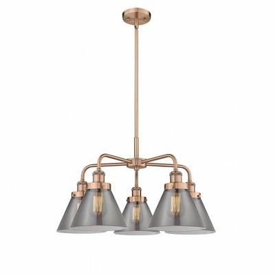 Cone - 5 Light Stem Hung Chandelier In Art Deco Style-15 Inches Tall and 25.75 Inches Wide