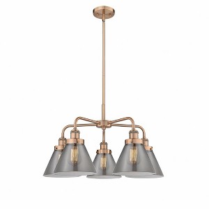 Cone - 5 Light Stem Hung Chandelier In Art Deco Style-15 Inches Tall and 25.75 Inches Wide - 1 of 1
