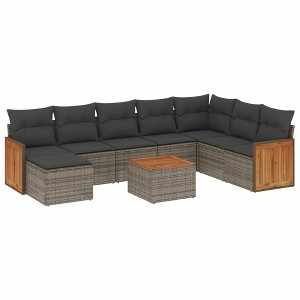 vidaXL Patio Sofa Set Grey PE rattan Large Modular - 1 of 4
