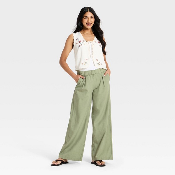 Pantalones de tiro medio con pierna ancha y elástico para mujer - Universal Thread™ 3